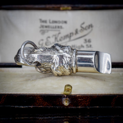 Vintage Sterling Silver Novelty Hunting Dog Whistle Pendant