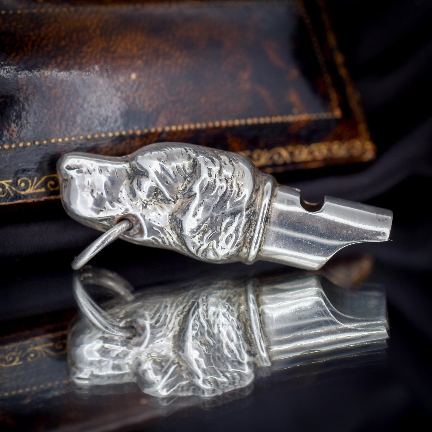 Vintage Sterling Silver Novelty Hunting Dog Whistle Pendant