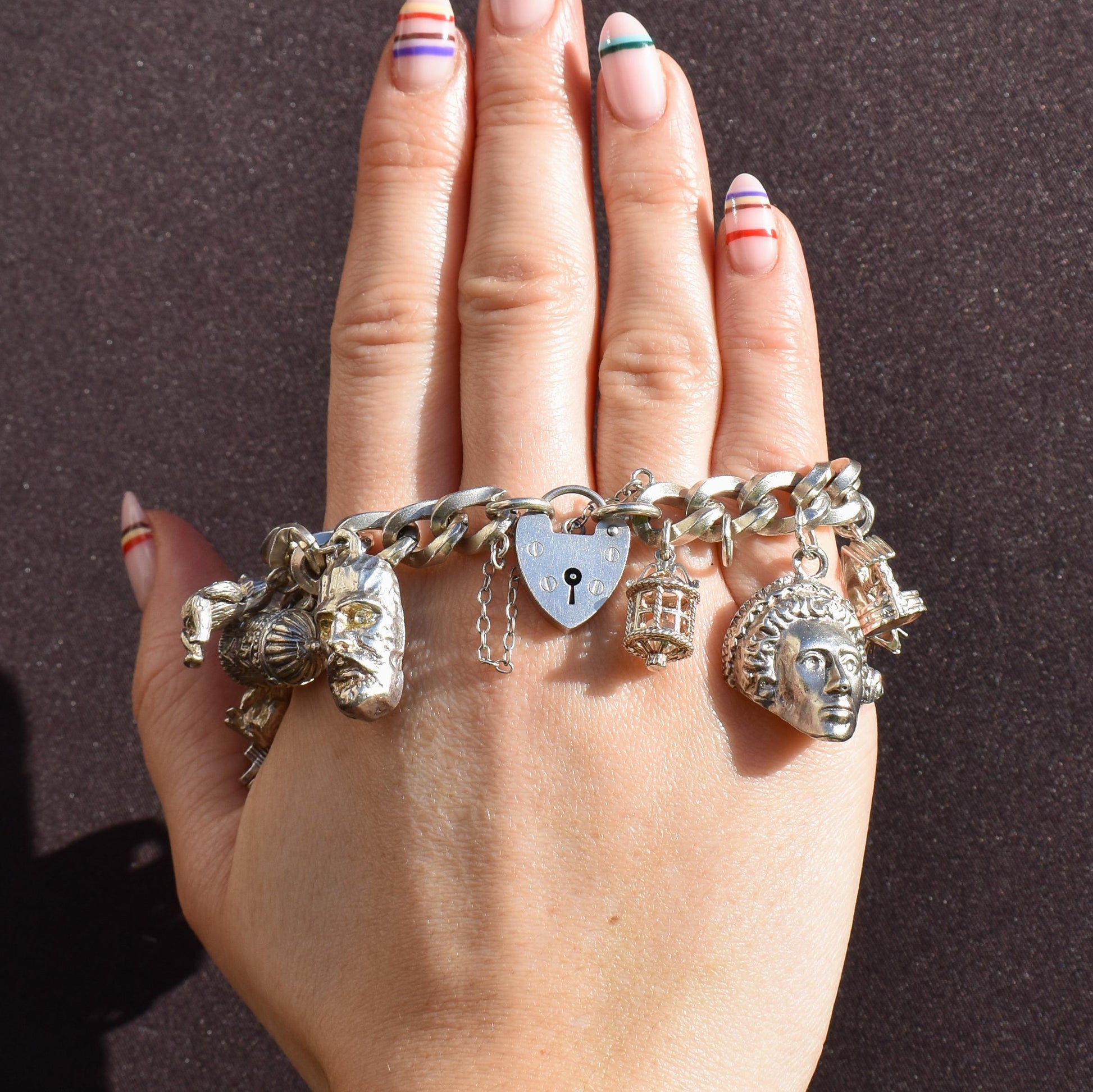 Vintage 90g Sterling Silver Multi Charm Bracelet | 7"
