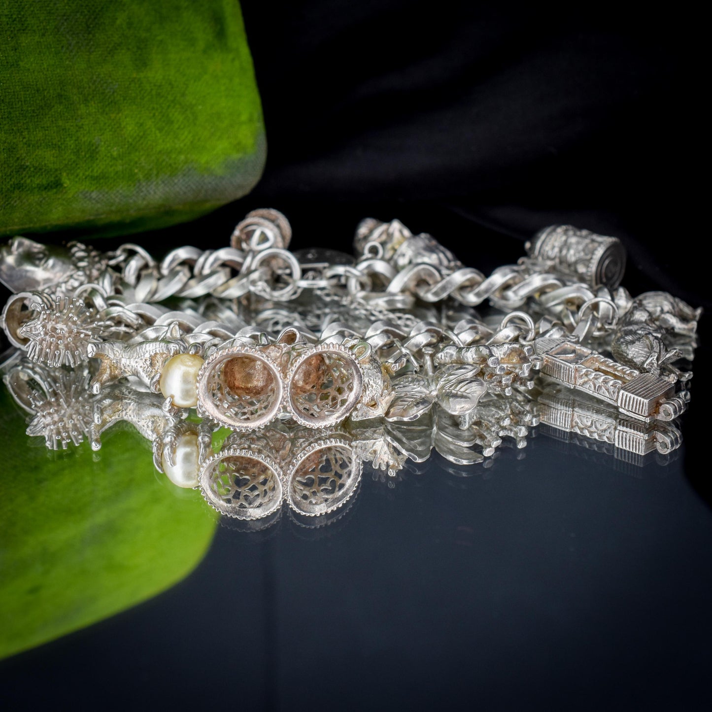 Vintage 90g Sterling Silver Multi Charm Bracelet | 7"