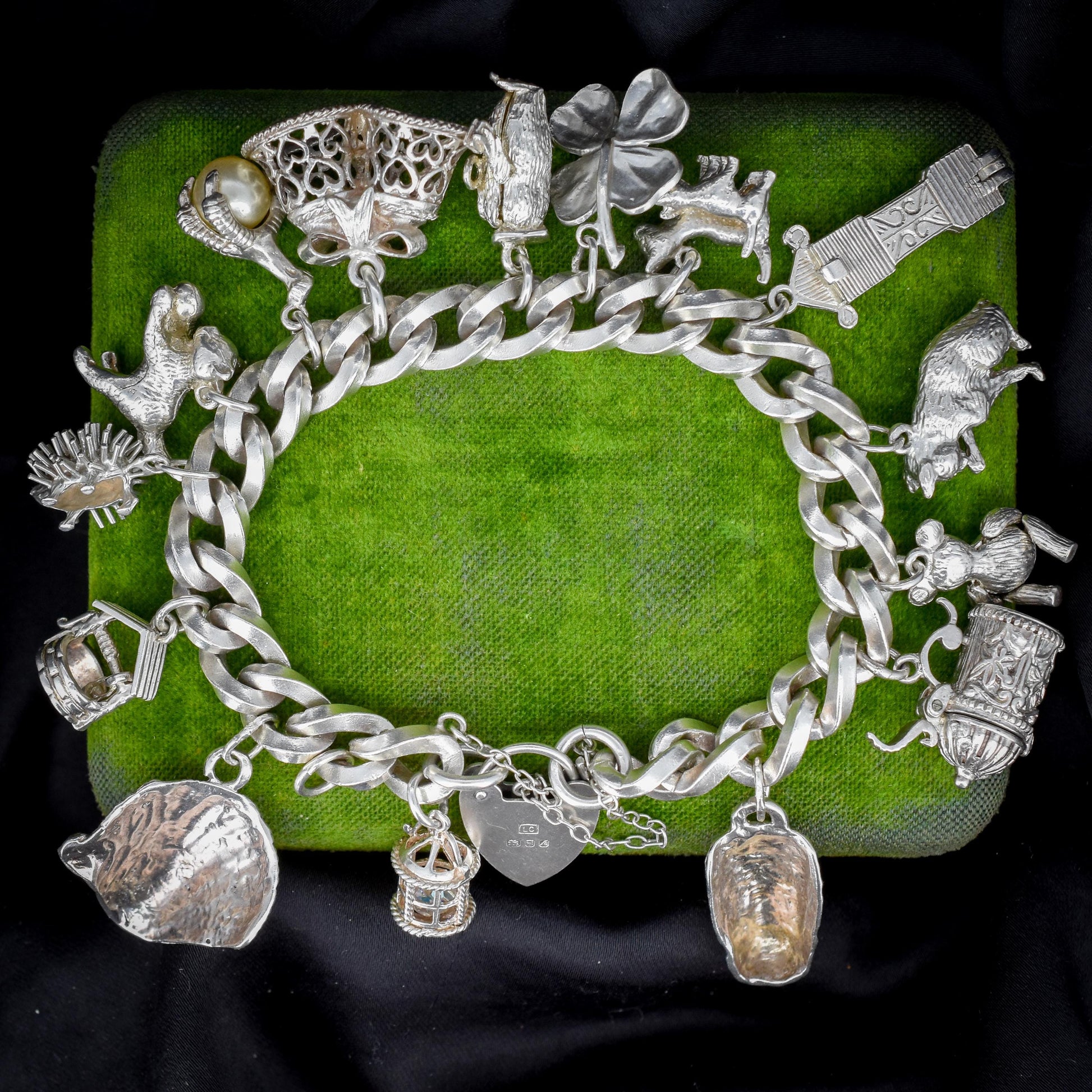 Vintage 90g Sterling Silver Multi Charm Bracelet | 7"