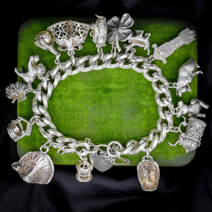 Vintage 90g Sterling Silver Multi Charm Bracelet | 7"