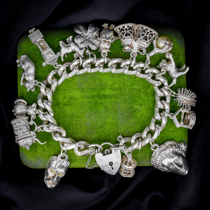 Vintage 90g Sterling Silver Multi Charm Bracelet | 7"