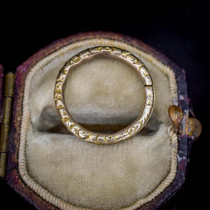 Antique 9ct Gold Engraved Split Ring, 17mm