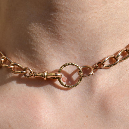 Antique 9ct Gold Engraved Split Ring, 17mm