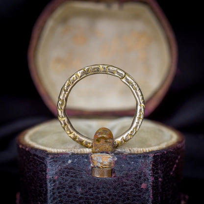 Antique 9ct Gold Engraved Split Ring, 17mm