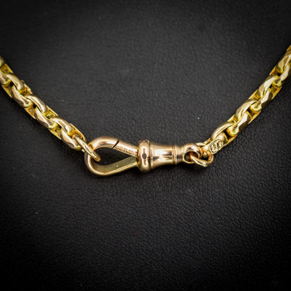 Antique 9ct Yellow Gold Faceted Link Chain Necklace with Dog Clip | 17.75"