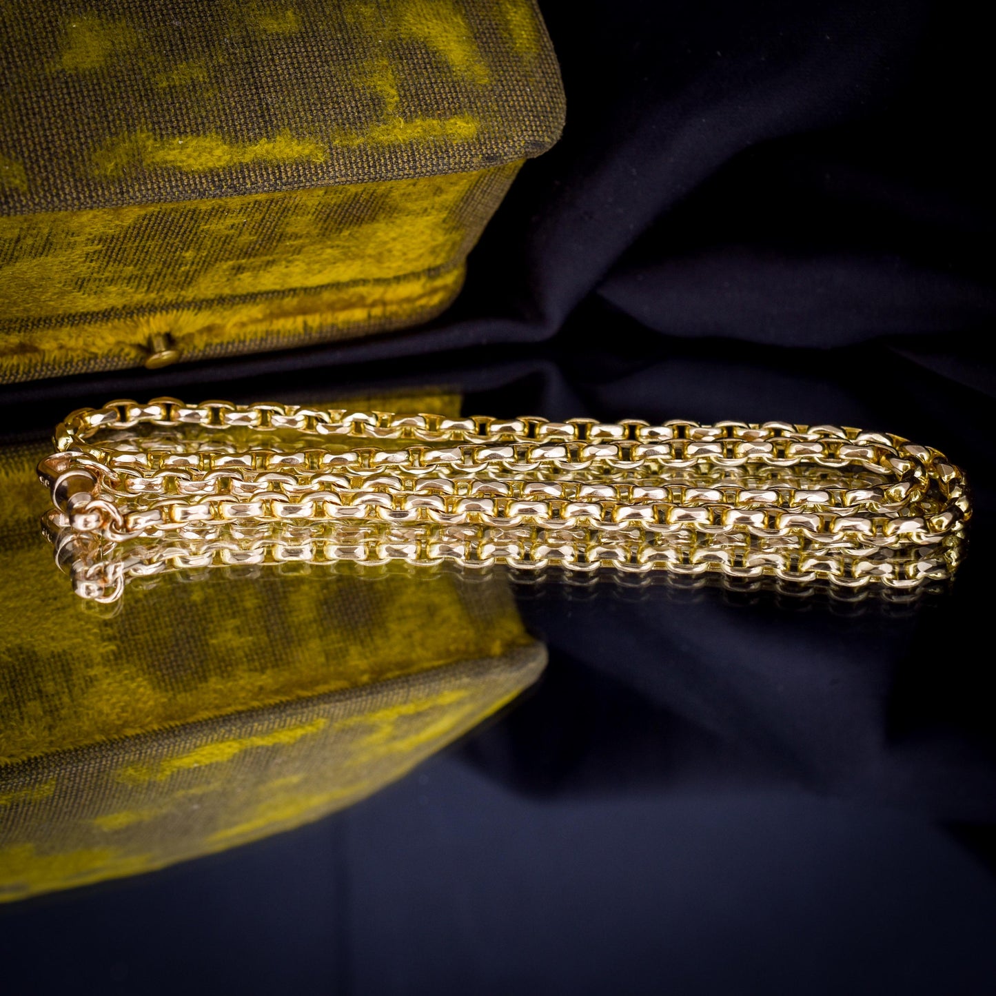 Antique 9ct Yellow Gold Faceted Link Chain Necklace with Dog Clip | 17.75"