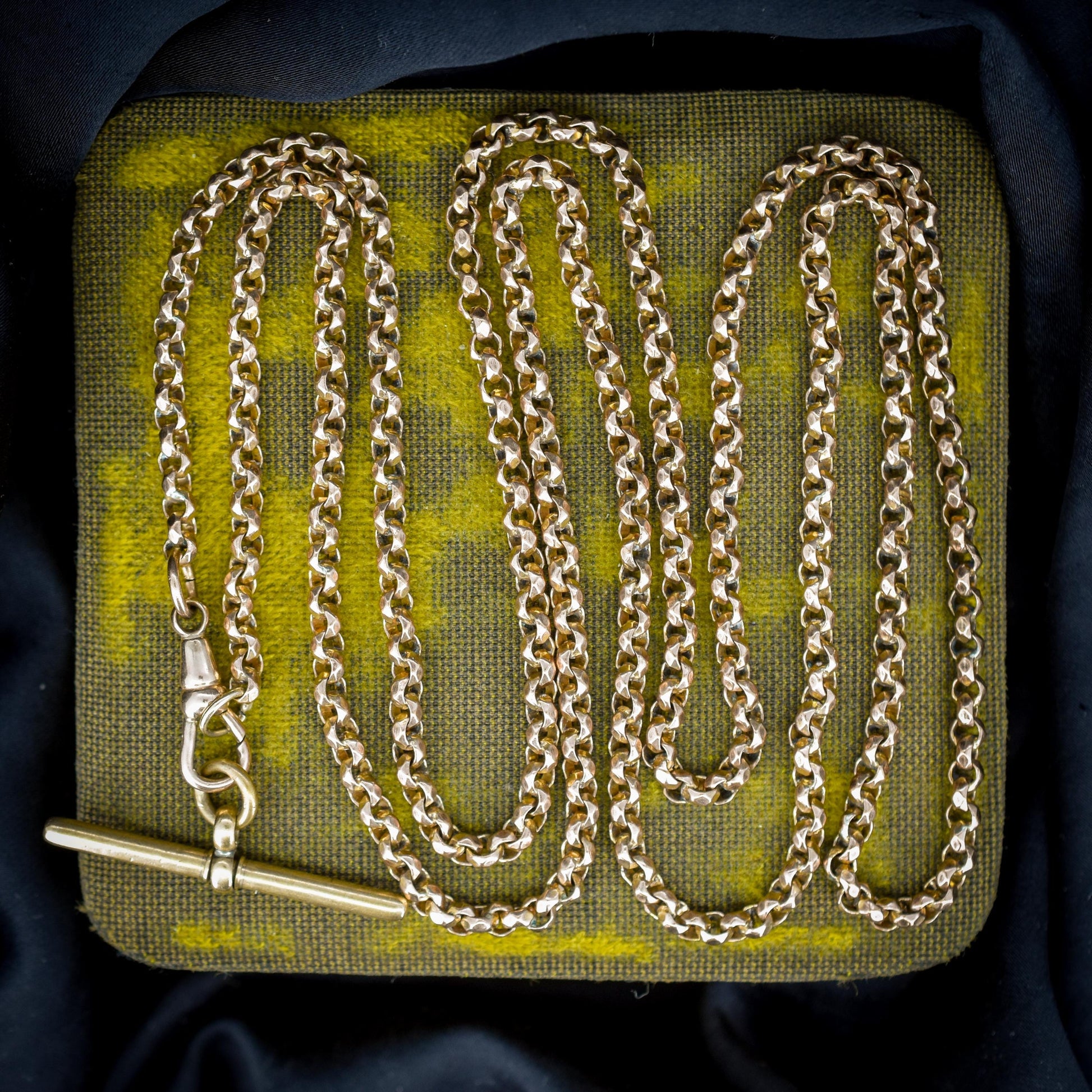 Antique Rolled Gold 35" Chain Necklace with Dog Clip and T-Bar