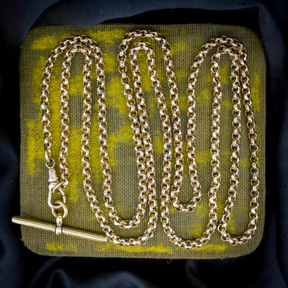 Antique Rolled Gold 35" Chain Necklace with Dog Clip and T-Bar