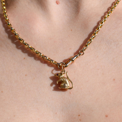 Vintage Ruby 9ct Gold Mouse Charm Pendant | London 1963