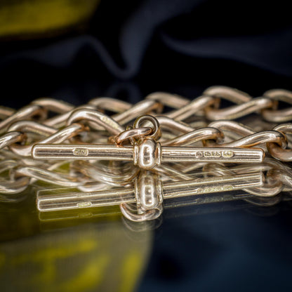 Antique 9ct Gold Oval Link Albert Watch Chain 14" | Birmingham 1902