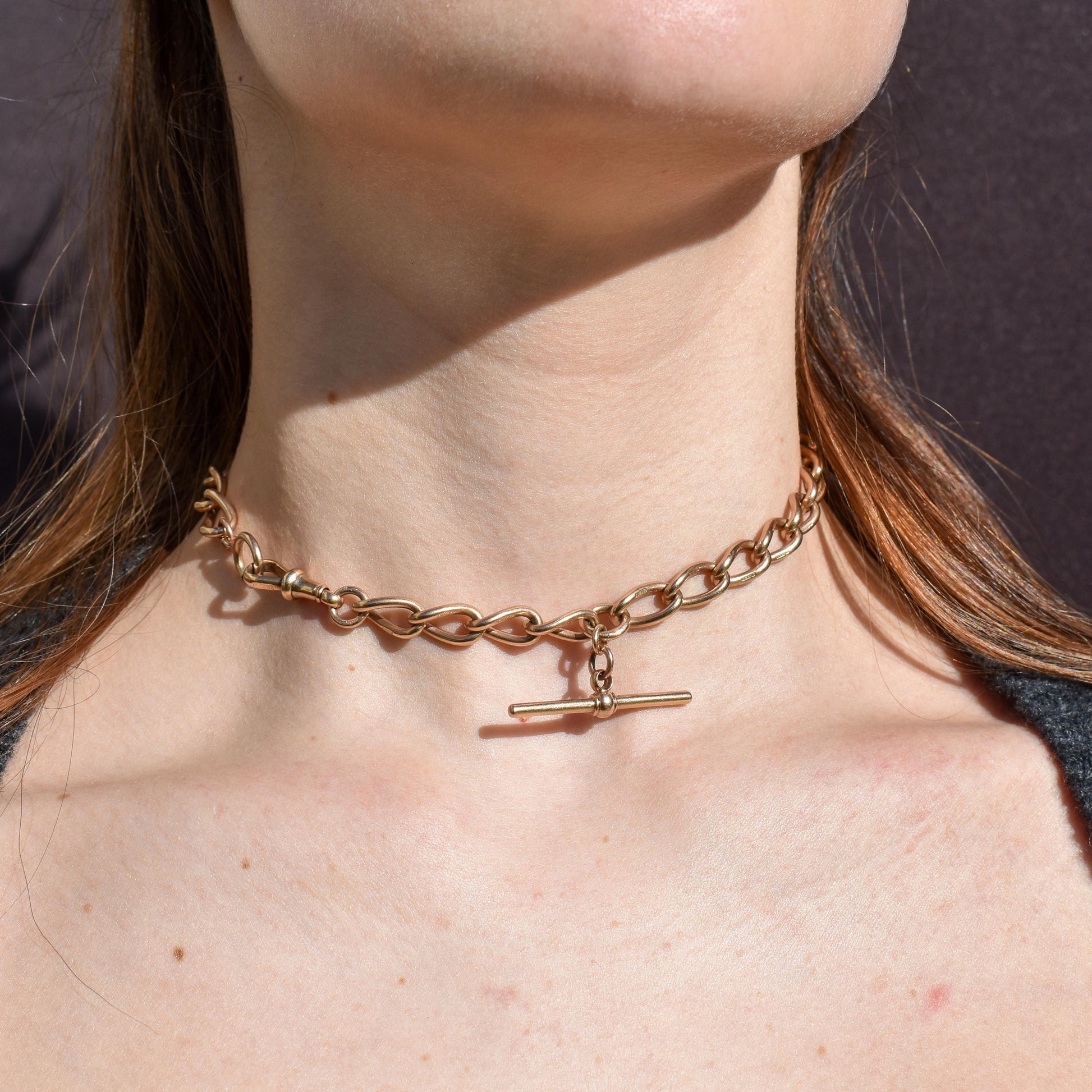 Antique 9ct Gold Oval Link Albert Watch Chain 14" | Birmingham 1902