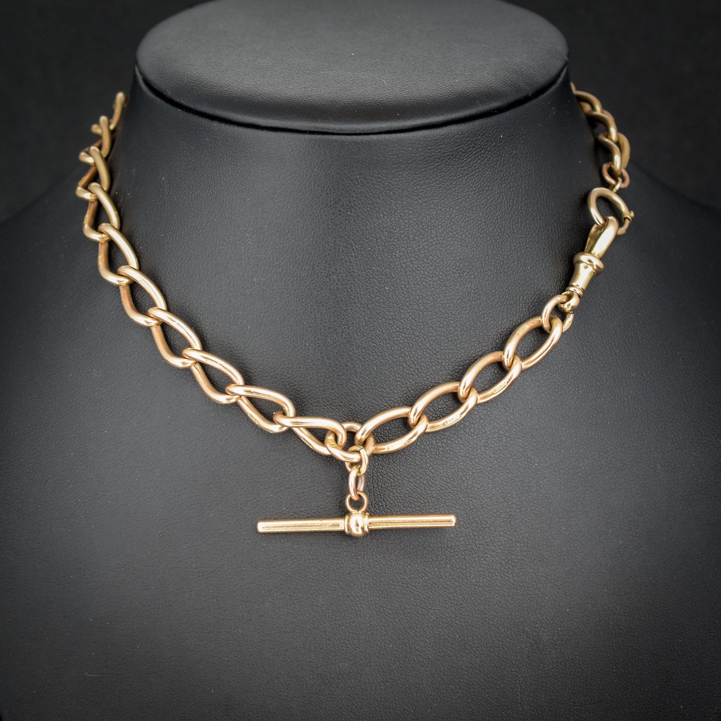 Antique 9ct Gold Oval Link Albert Watch Chain 14" | Birmingham 1902