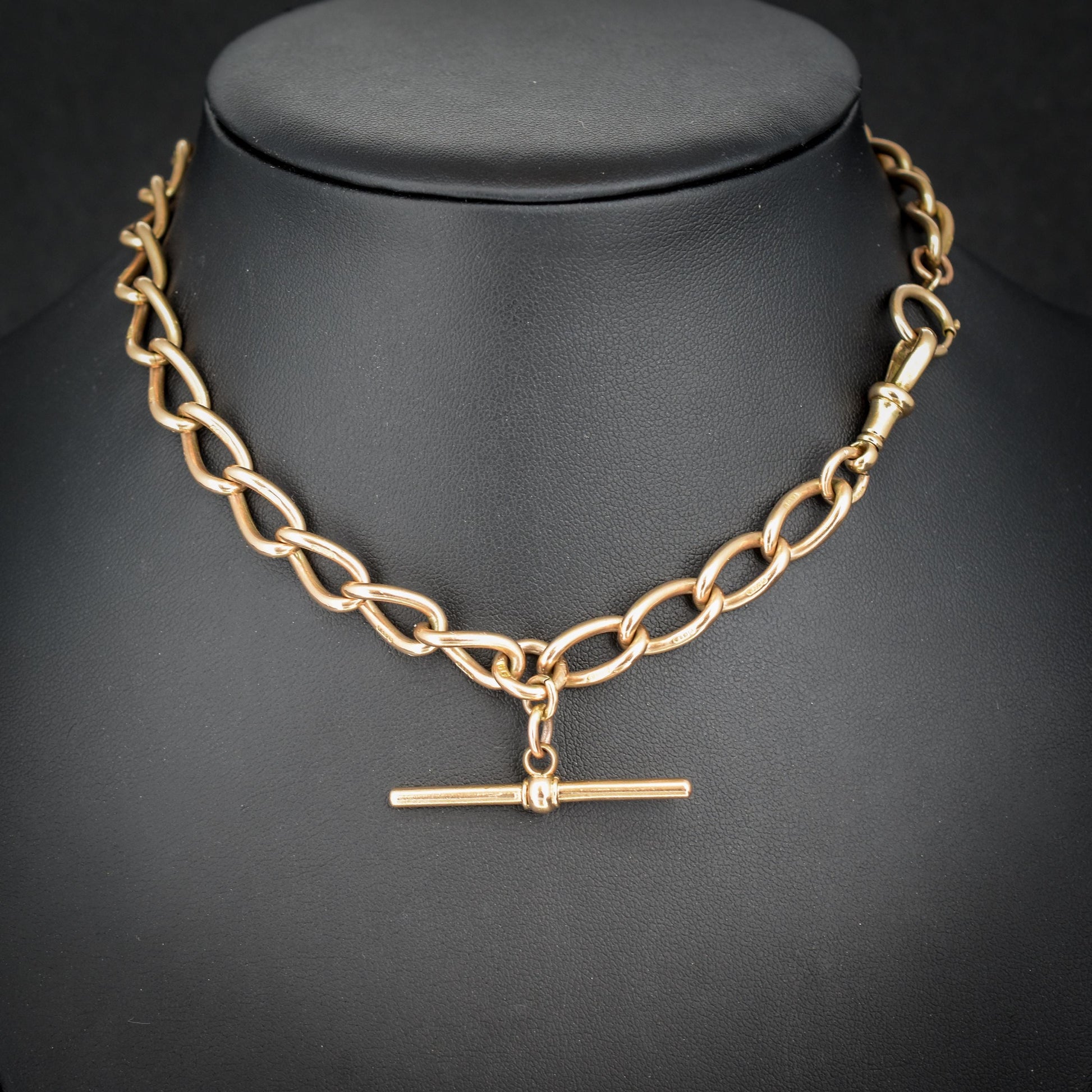 Antique 9ct Gold Oval Link Albert Watch Chain 14" | Birmingham 1902