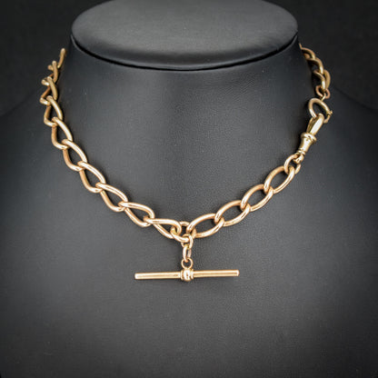 Antique 9ct Gold Oval Link Albert Watch Chain 14" | Birmingham 1902