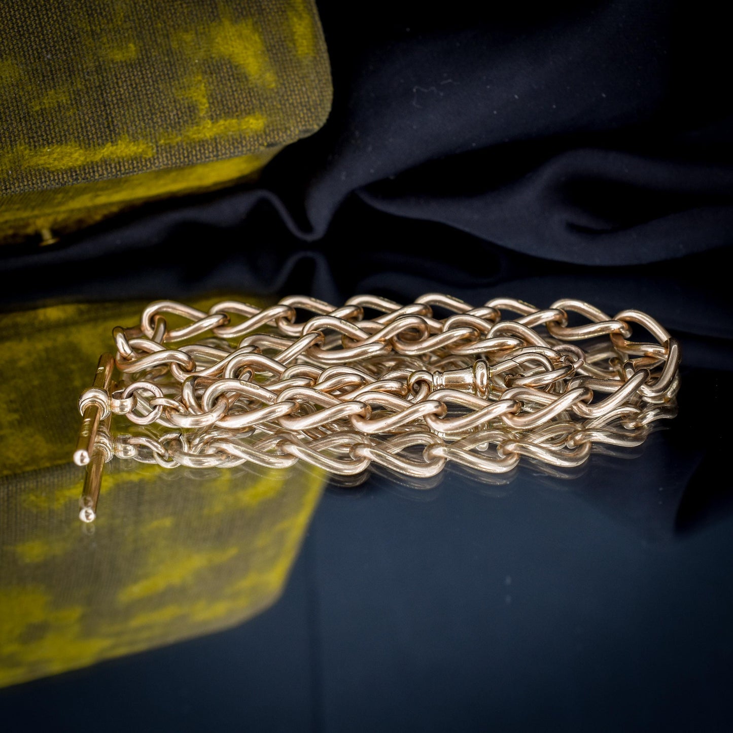 Antique 9ct Gold Oval Link Albert Watch Chain 14" | Birmingham 1902