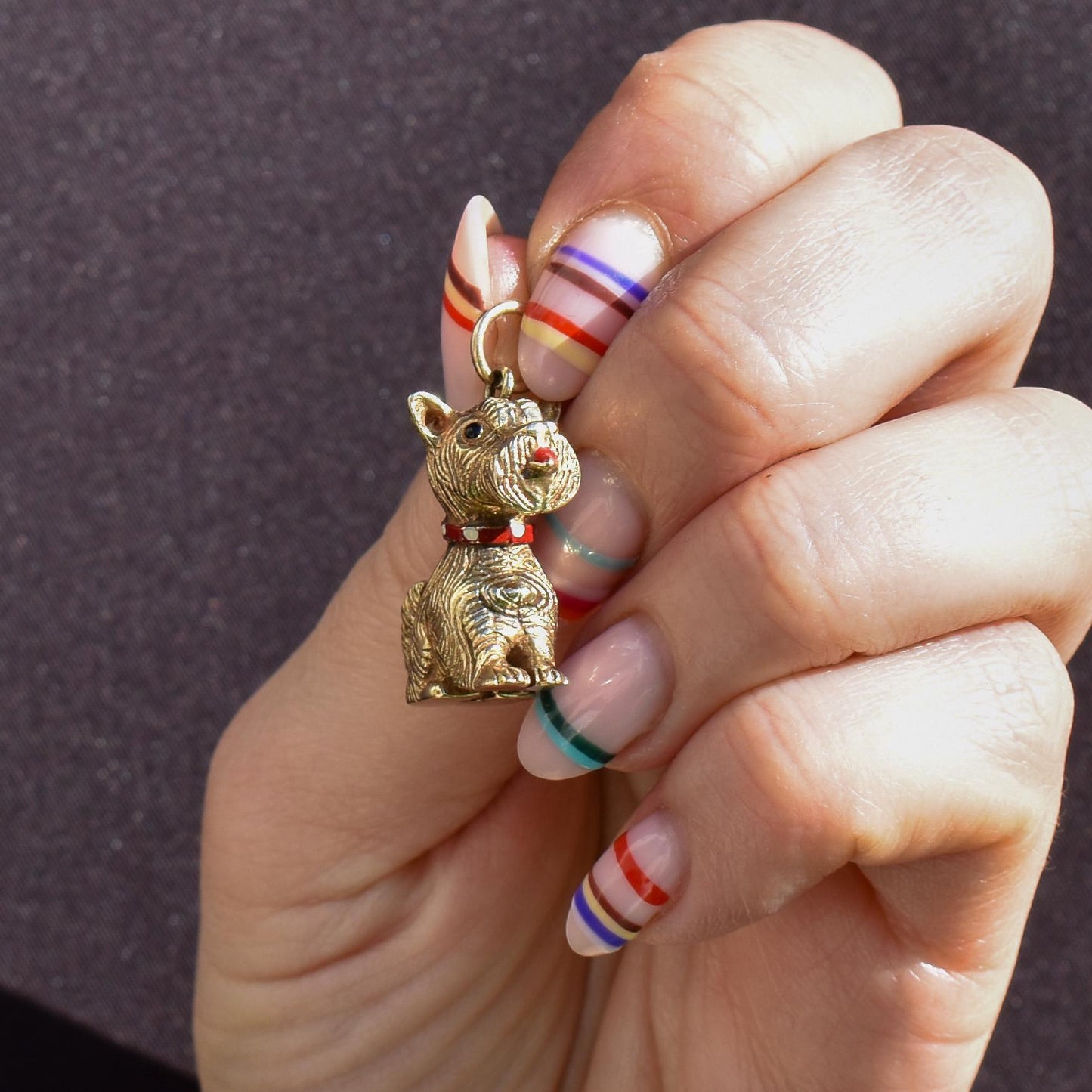 Vintage 9ct Gold Enamelled Scottie Terrier Dog Charm | London 1976