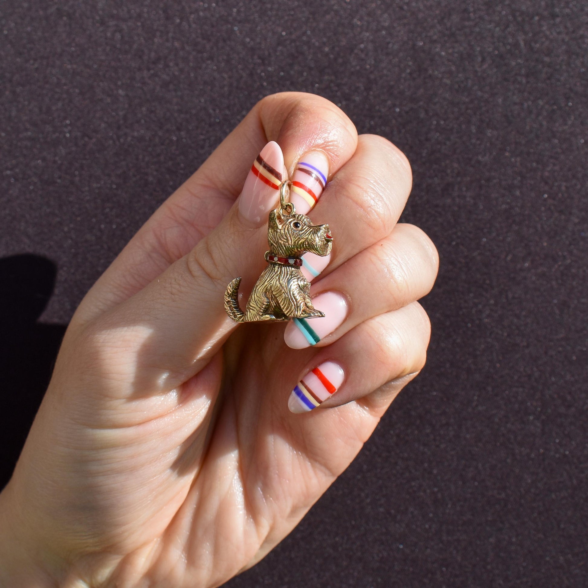 Vintage 9ct Gold Enamelled Scottie Terrier Dog Charm | London 1976