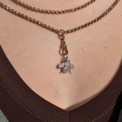 Opal Sapphire and Diamond Platinum Insect Bee Pendant Charm