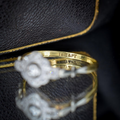 Antique Diamond Cluster Daisy 18ct Gold and Platinum Ring