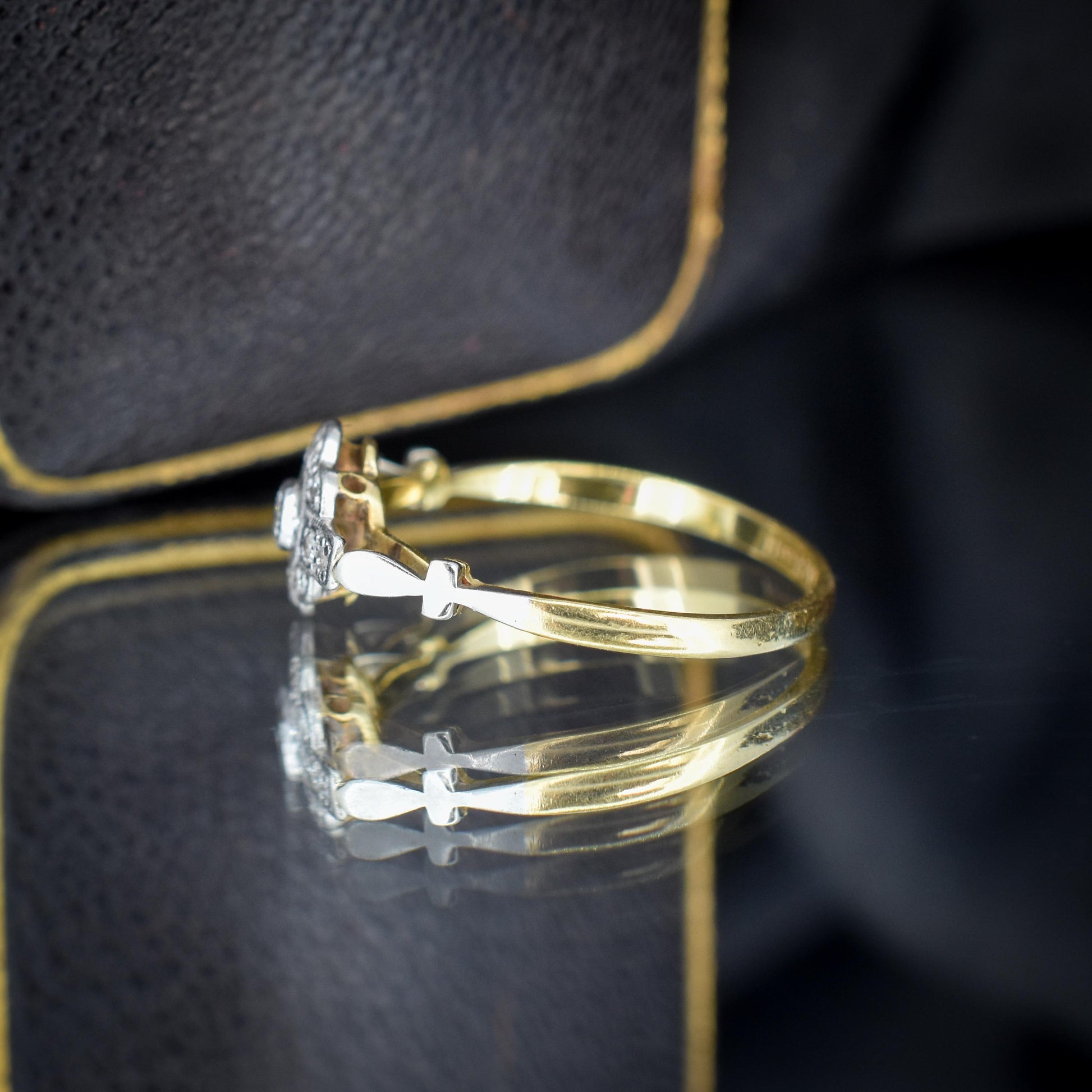 Antique Diamond Cluster Daisy 18ct Gold and Platinum Ring