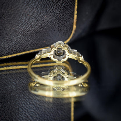 Antique Diamond Cluster Daisy 18ct Gold and Platinum Ring