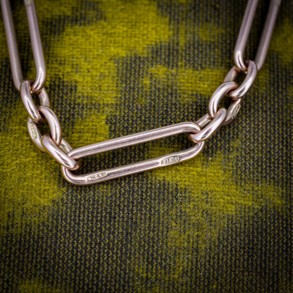 Antique 9ct Gold Trombone Link Bracelet with Dog Clip 8.5"