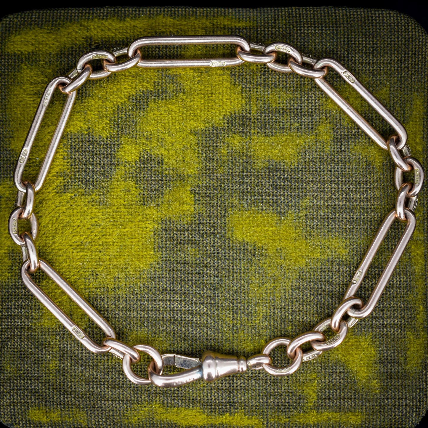 Antique 9ct Gold Trombone Link Bracelet with Dog Clip 8.5"