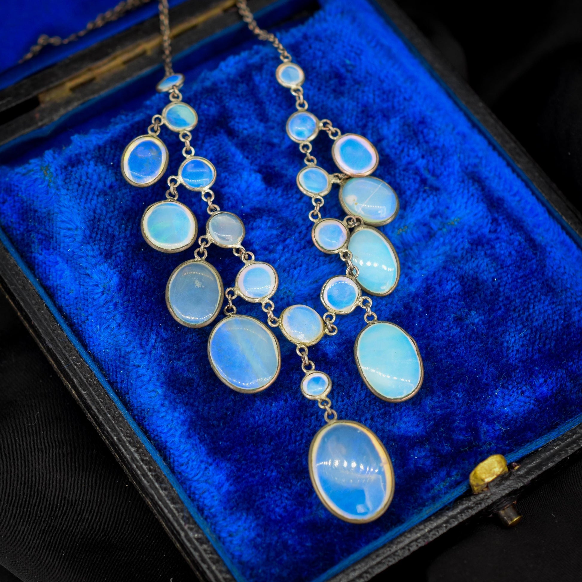 Antique Edwardian Opal Fringe Festoon Necklace | 15"