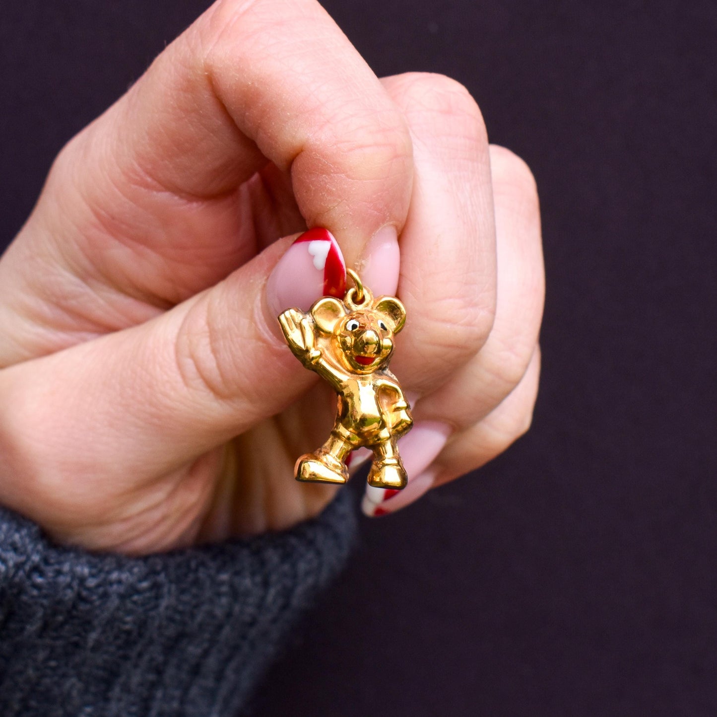 Vintage 9ct Gold Mickey Mouse Enamel Charm | Dated 1977