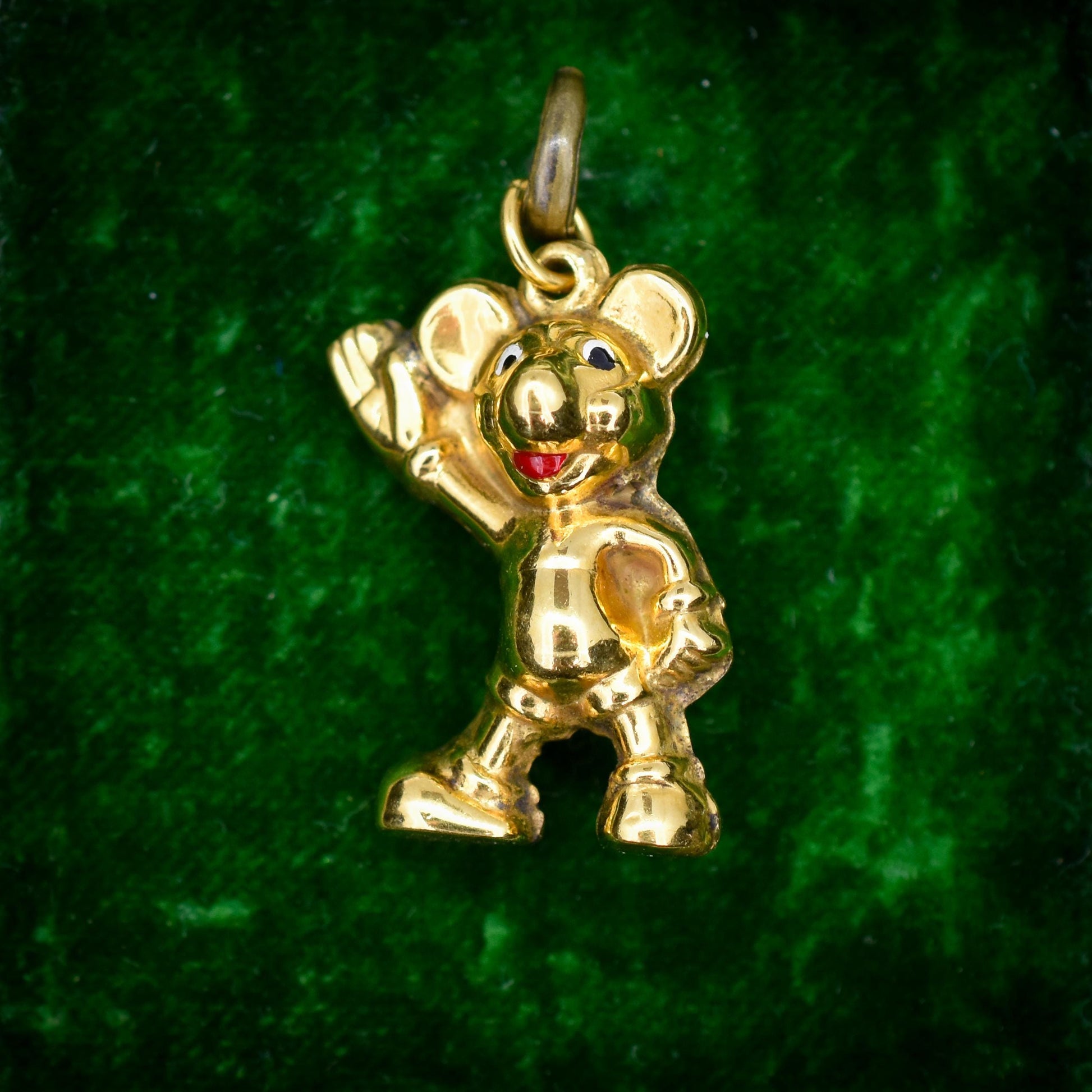 Vintage 9ct Gold Mickey Mouse Enamel Charm | Dated 1977