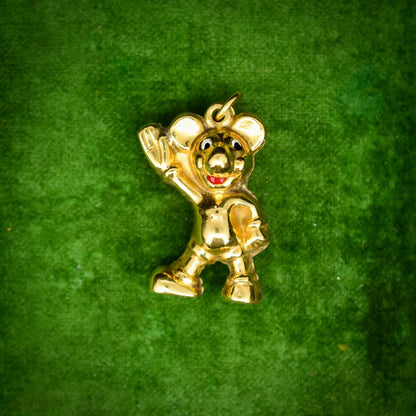 Vintage 9ct Gold Mickey Mouse Enamel Charm | Dated 1977