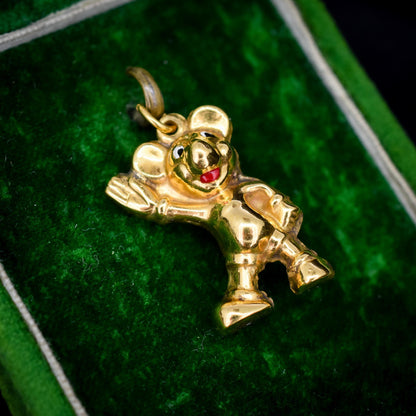 Vintage 9ct Gold Mickey Mouse Enamel Charm | Dated 1977
