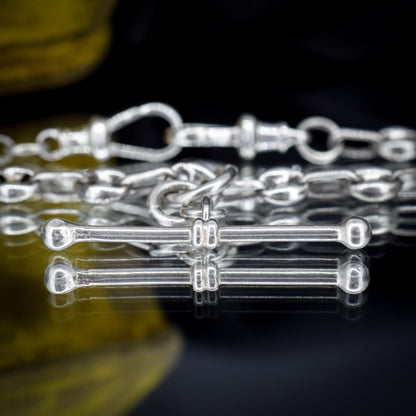 Vintage Sterling Silver 20" Mariner Anchor Link Chain Necklace with T-Bar