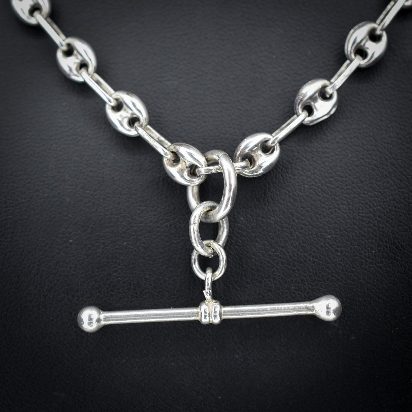 Vintage Sterling Silver 20" Mariner Anchor Link Chain Necklace with T-Bar