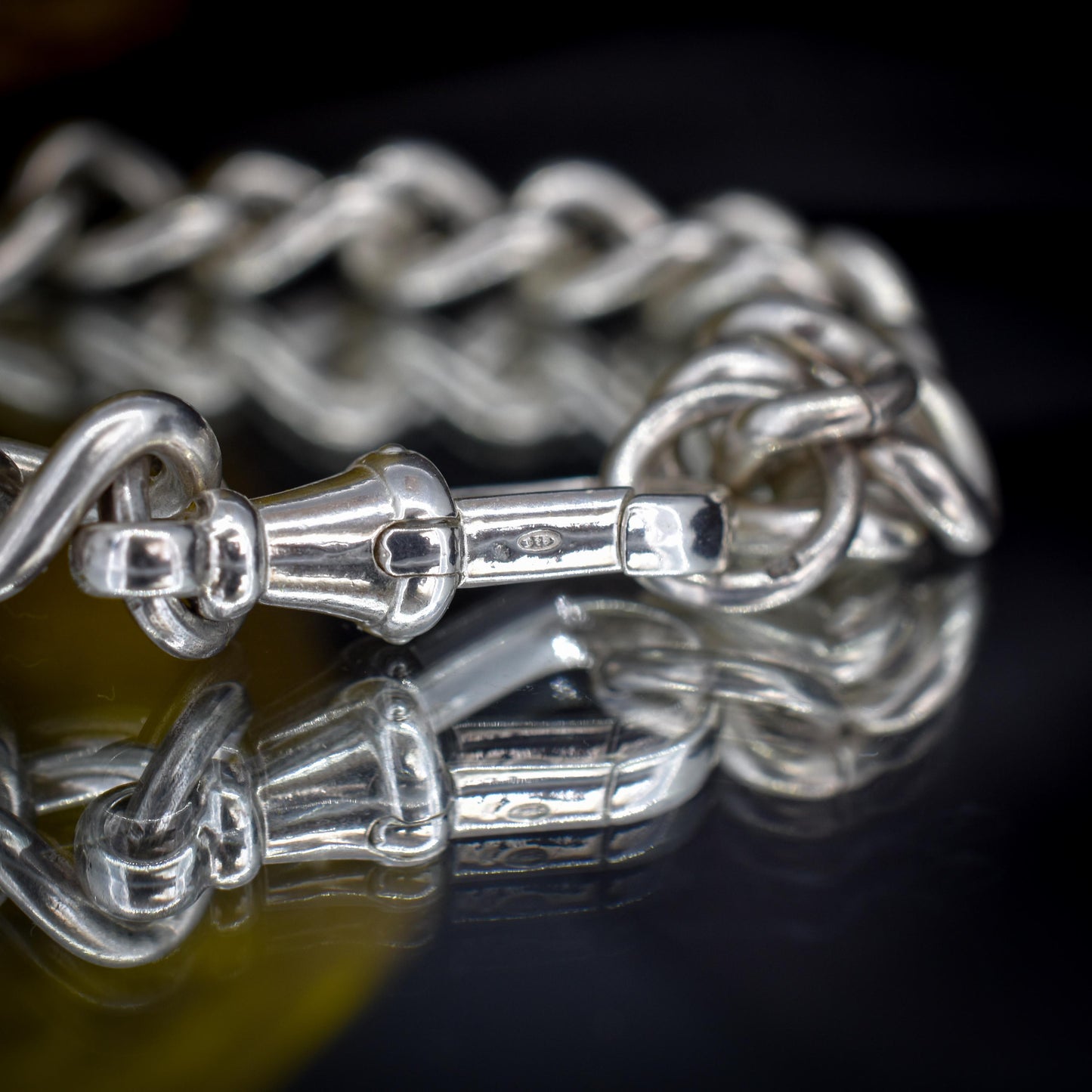 Antique Curb Sterling Silver Bracelet with Large Dog Clip | 7.75"