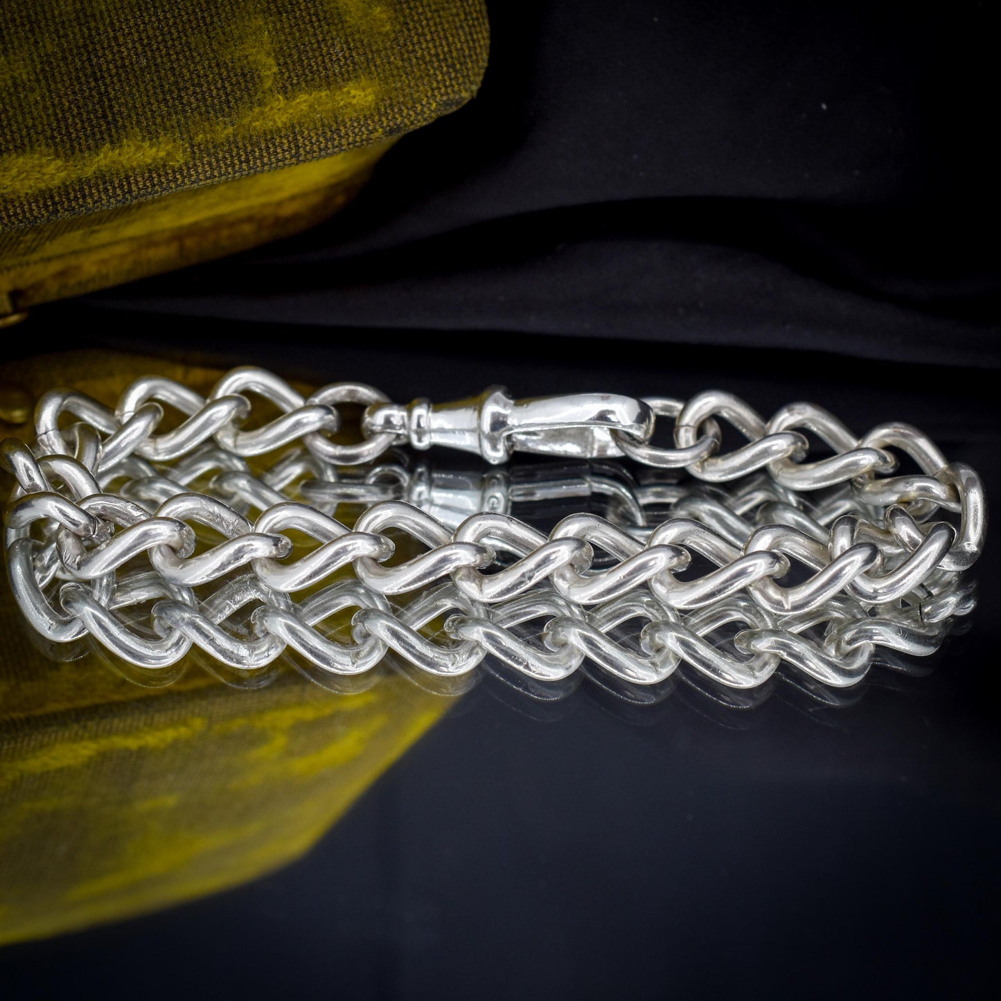 Antique Curb Sterling Silver Bracelet with Large Dog Clip | 7.75"