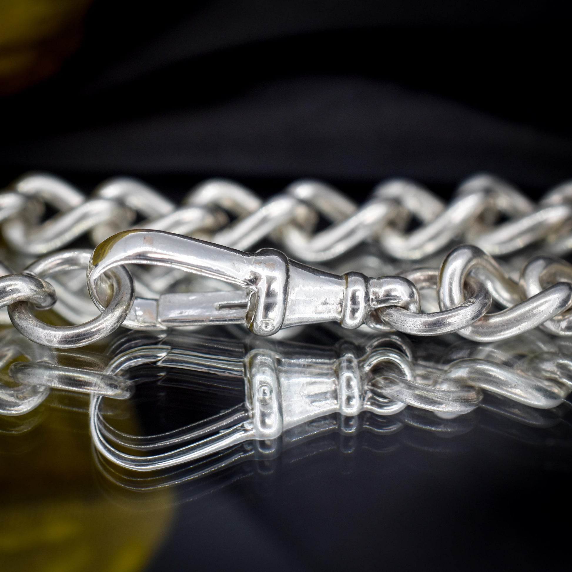 Antique Curb Sterling Silver Bracelet with Large Dog Clip | 7.75"