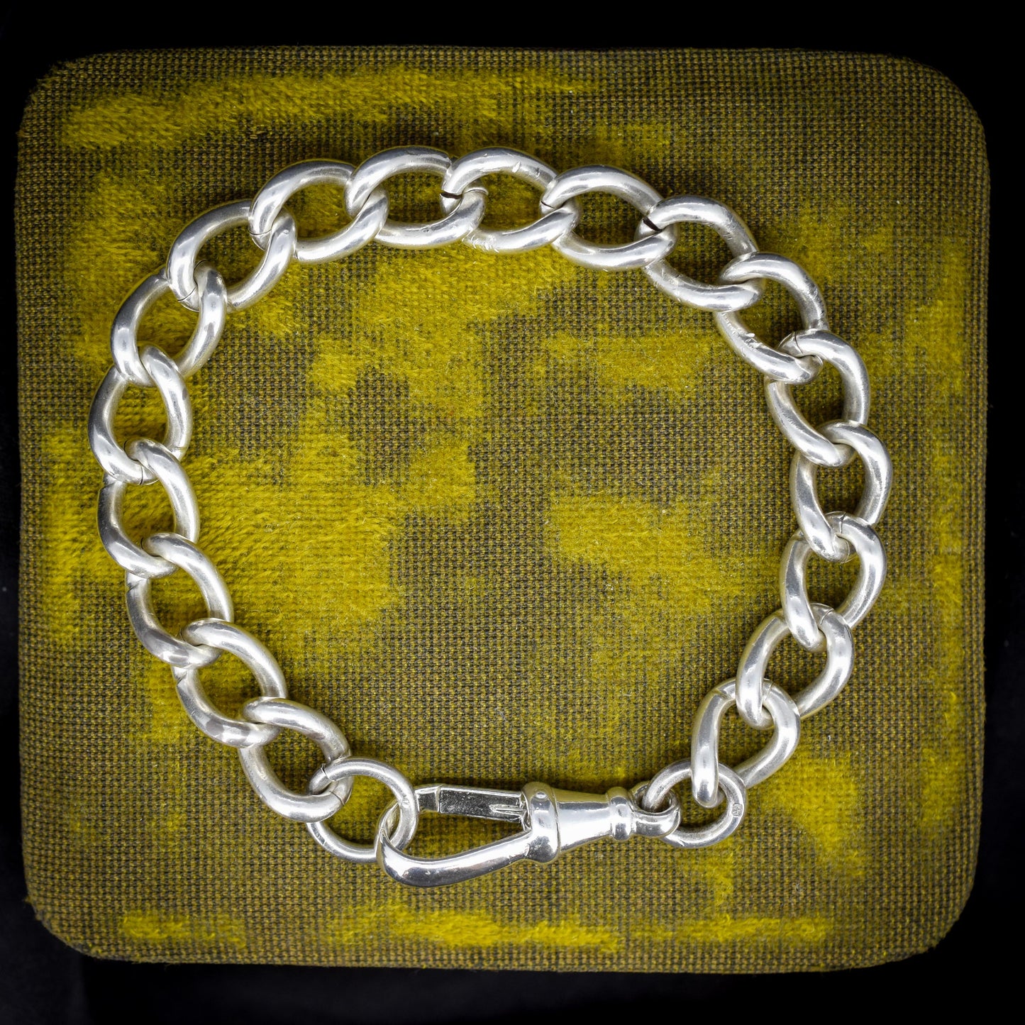 Antique Curb Sterling Silver Bracelet with Large Dog Clip | 7.75"