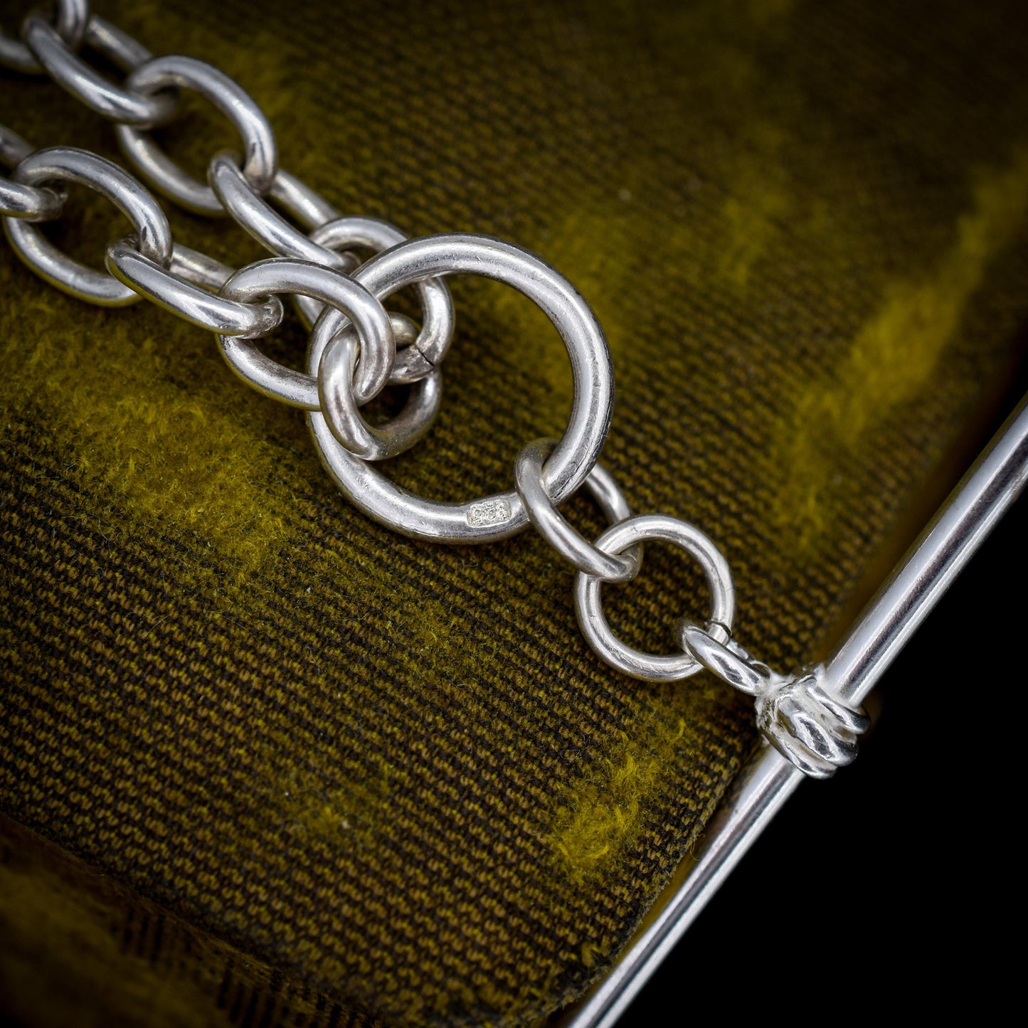 Vintage Silver Oval Cable Link Chain Necklace with Sliding T-bar and Dog Clips | 17" Length