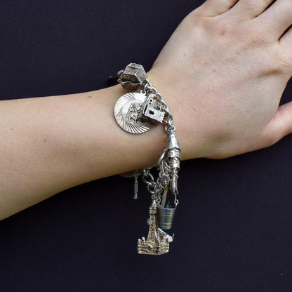 Vintage 82g Sterling Silver Multi Charm Bracelet | 7"