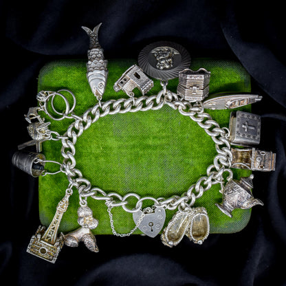 Vintage 82g Sterling Silver Multi Charm Bracelet | 7"