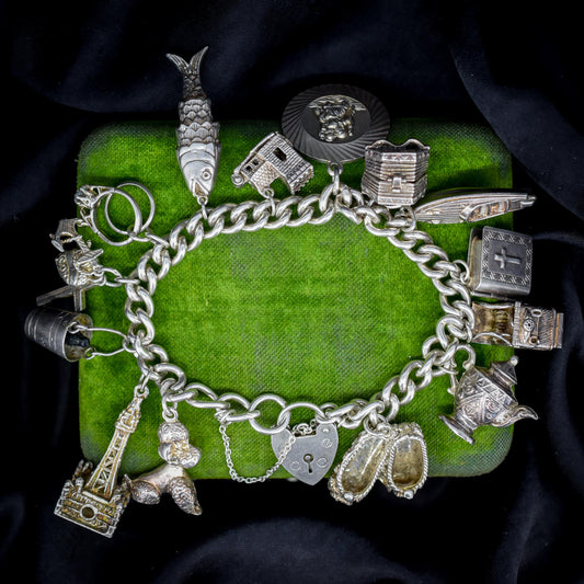 Vintage 82g Sterling Silver Multi Charm Bracelet | 7"
