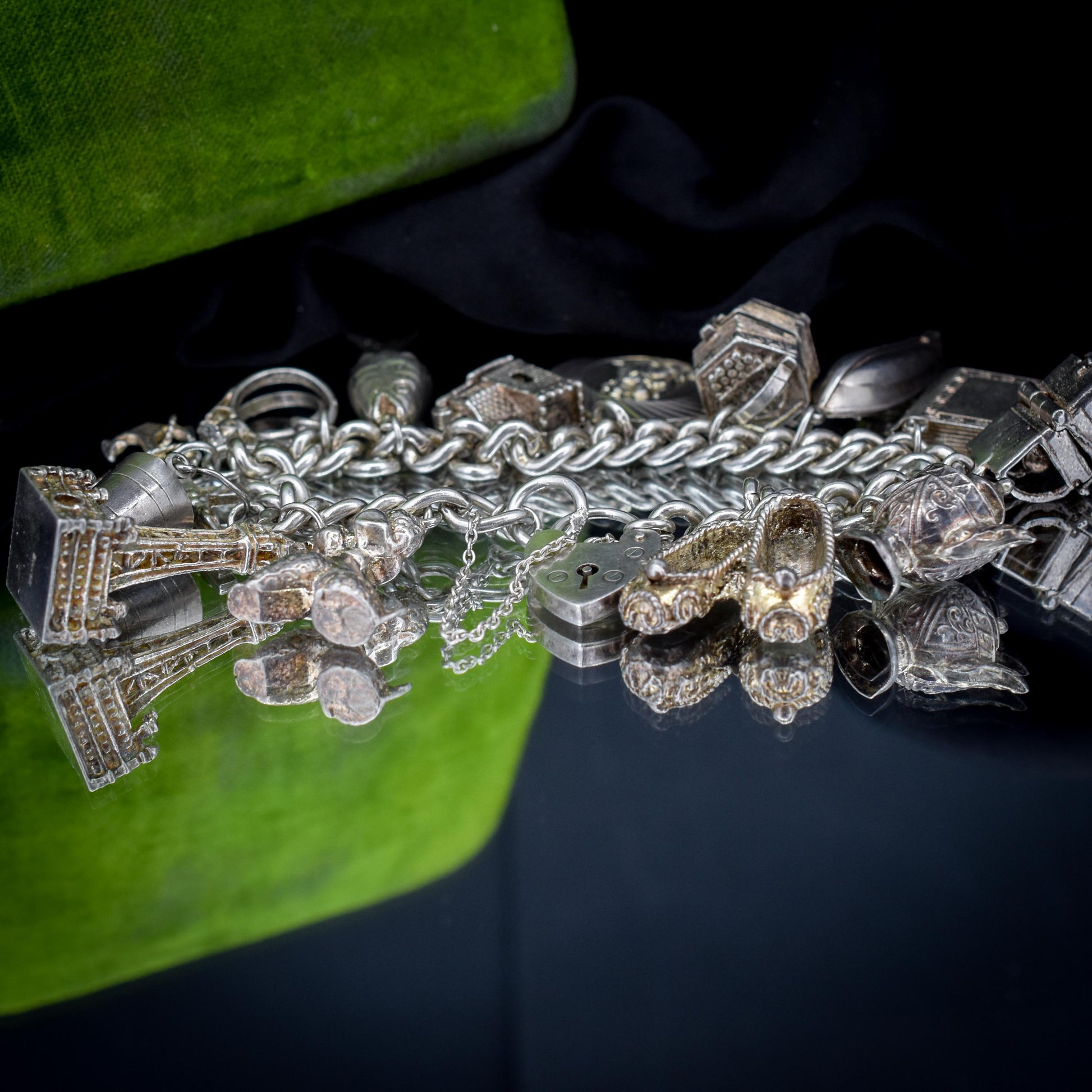 Vintage 82g Sterling Silver Multi Charm Bracelet | 7"