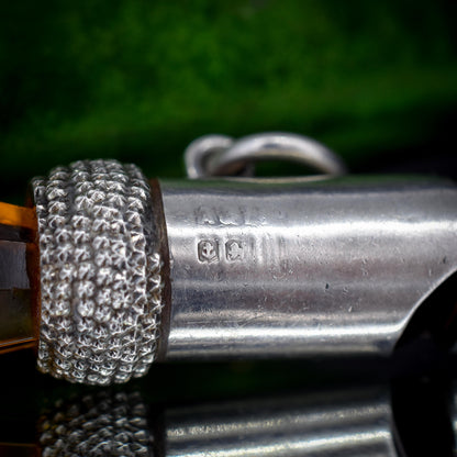 Antique Scottish Thistle Sterling Silver Whistle Charm Pendant