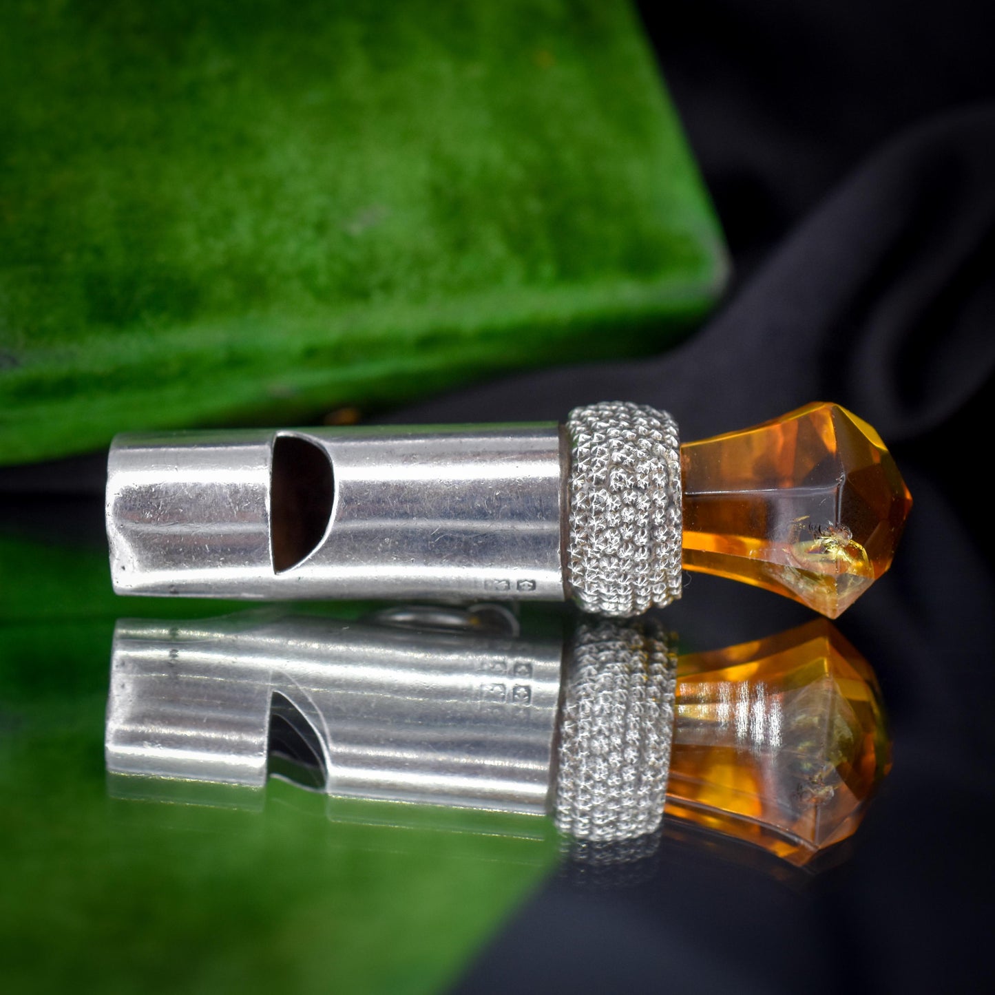 Antique Scottish Thistle Sterling Silver Whistle Charm Pendant