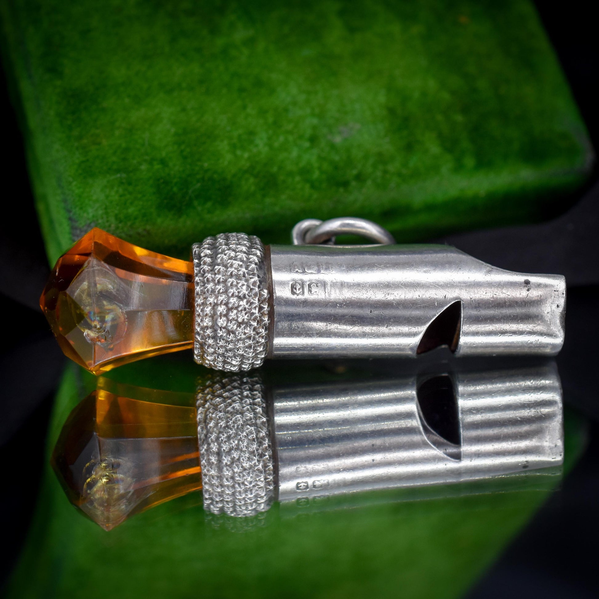 Antique Scottish Thistle Sterling Silver Whistle Charm Pendant