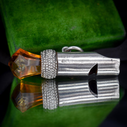 Antique Scottish Thistle Sterling Silver Whistle Charm Pendant