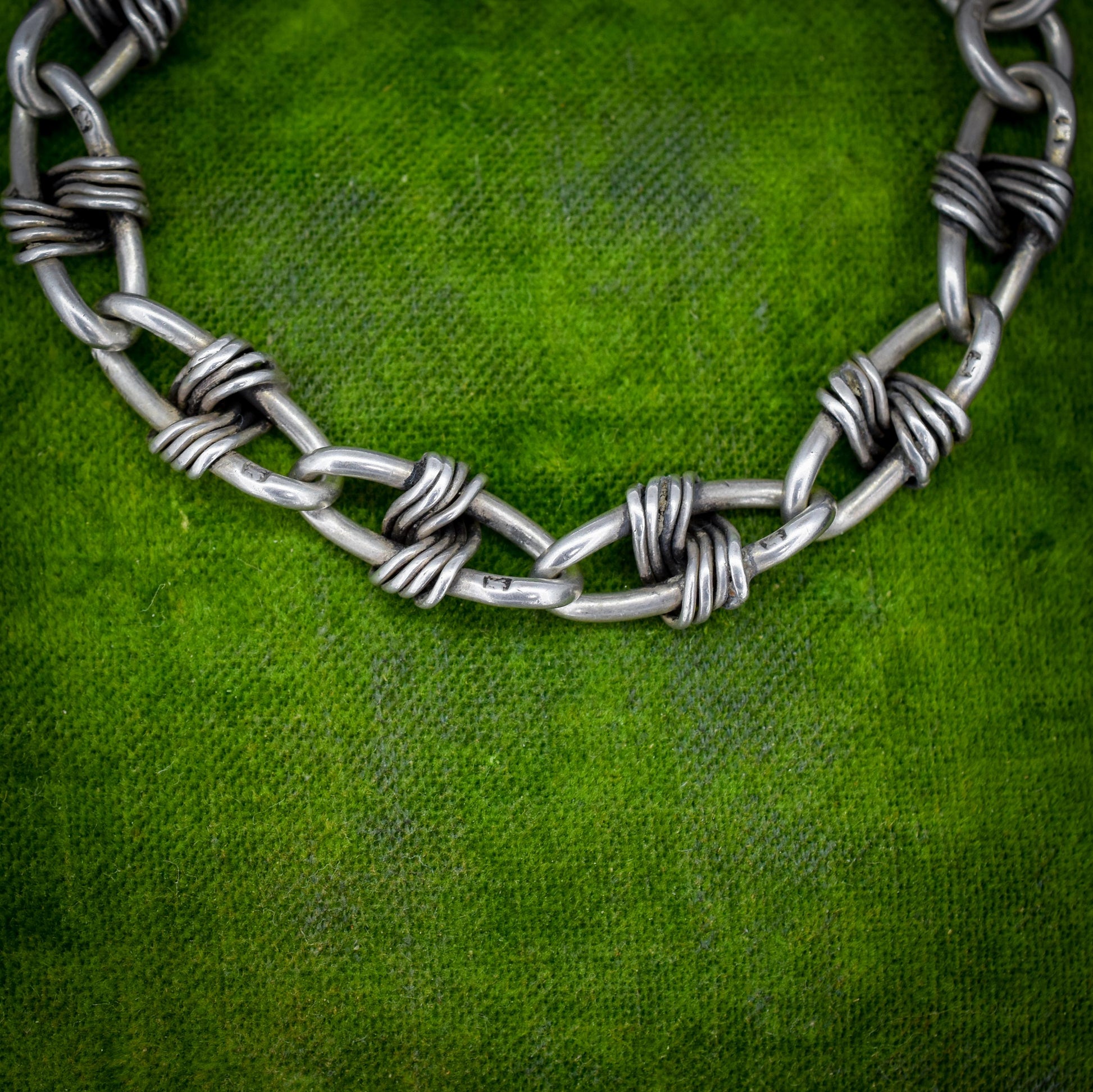 Antique Fancy Link Sterling Silver Bracelet with Dog Clip | 6.75"